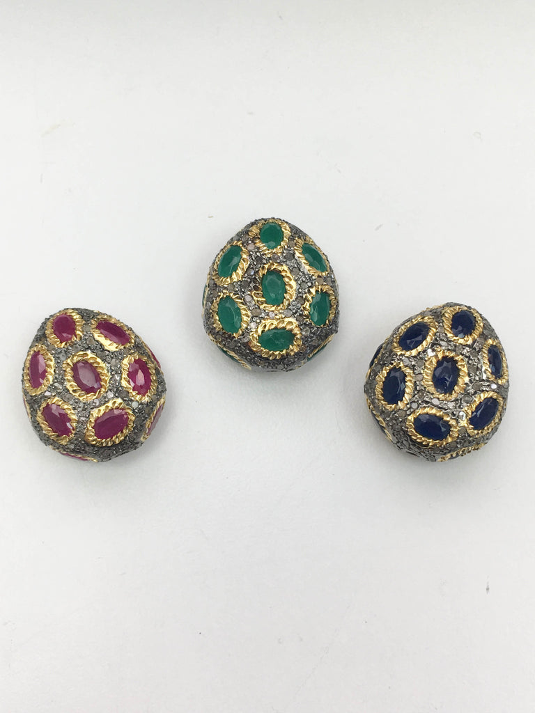 Pave Diamond Stone Bead