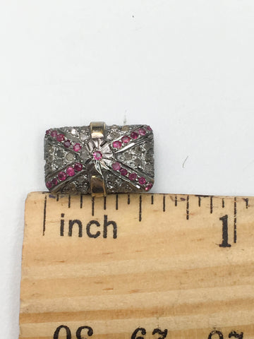Pave Diamond Crest Shape with Ruby