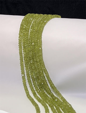 Peridot Rondelle Faceted Bead Strands