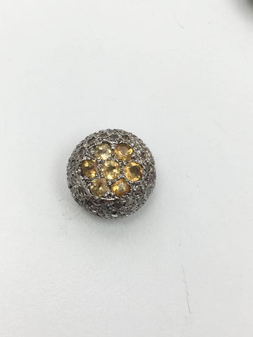 Citirine/Amethyst Pave Diamond Bead