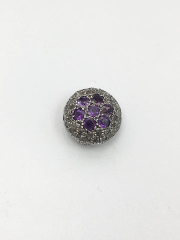 Citirine/Amethyst Pave Diamond Bead