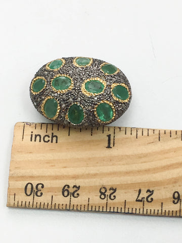 Emerald Pave Diamond Bead with 18K