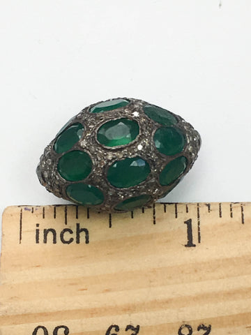 Pave Diamond Bead with Emeralds