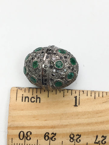 Pave Diamond Bead with Emeralds
