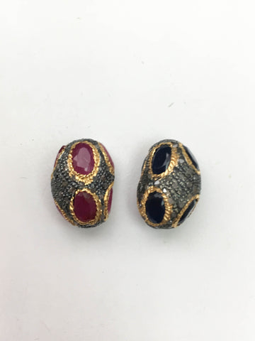 Pave Diamond Stone Bead