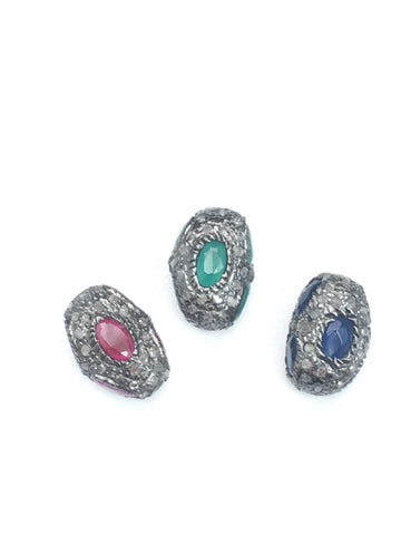 Pave Diamond Stone Bead