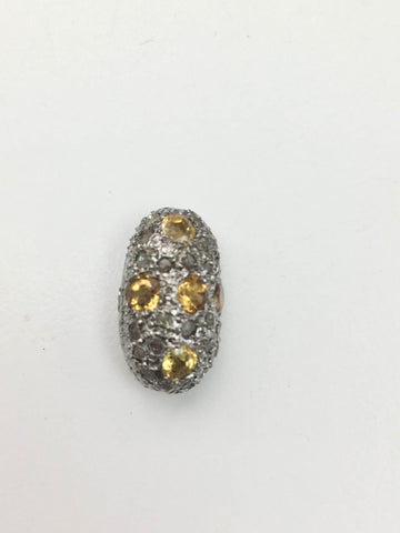 Pave Diamond Bead with Citrine/Amethyst/Smoky Quartz