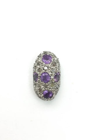 Pave Diamond Bead with Citrine/Amethyst/Smoky Quartz