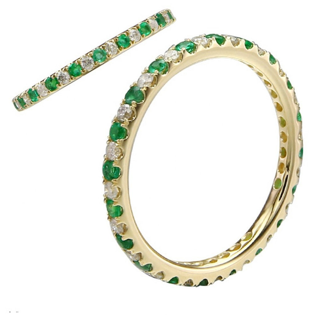 Stackable Emerald Ring with Diamonds